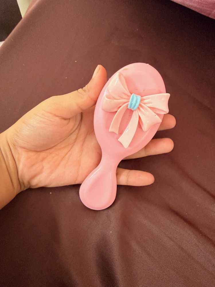 Pink Hair Brush with Bow Accent