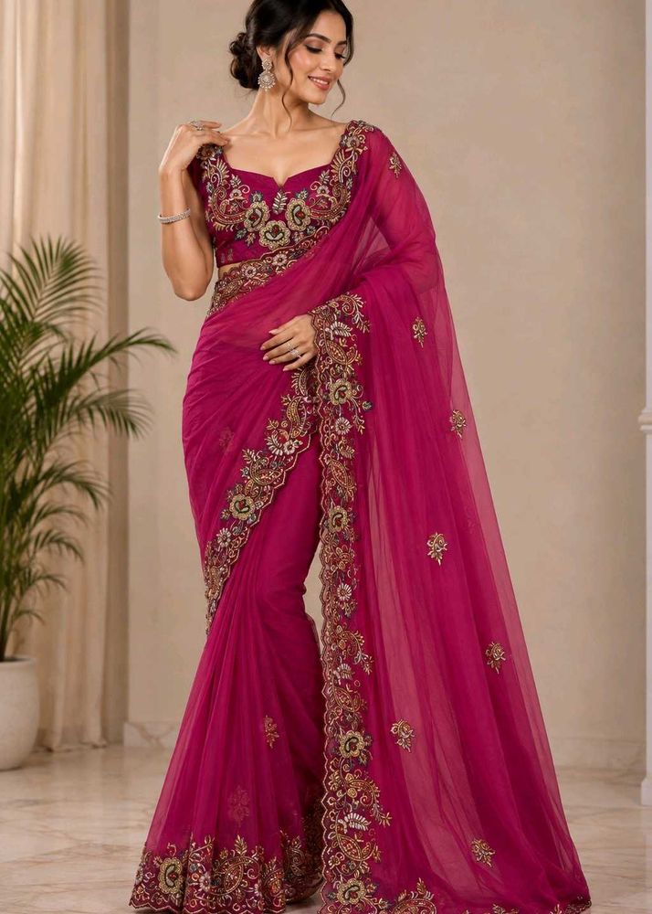 Stunning Embroidered net Saree
