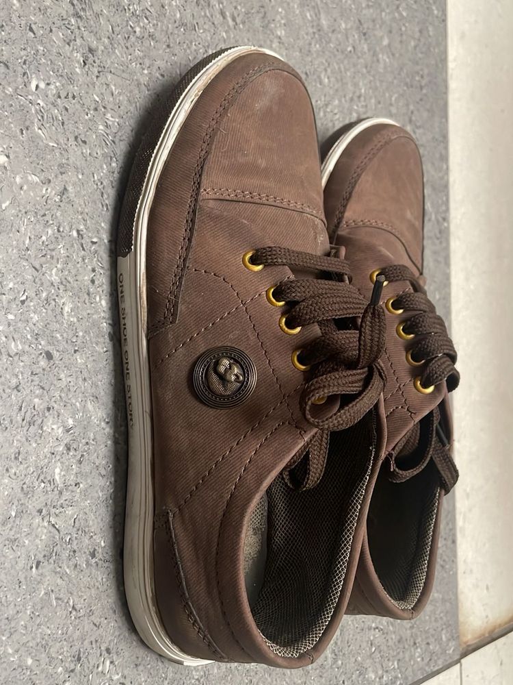 Men's Casual Brown Canvas Shoes
