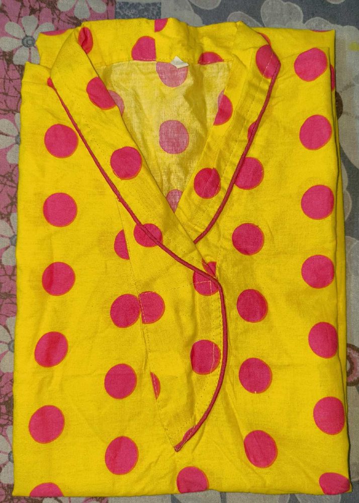 Yellow Polka Dot Kurti