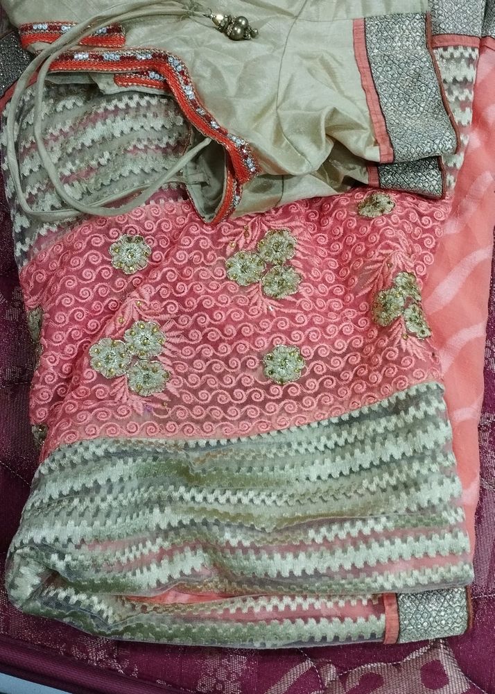 Designer Saree With Stitched Blouse (Size L 40)