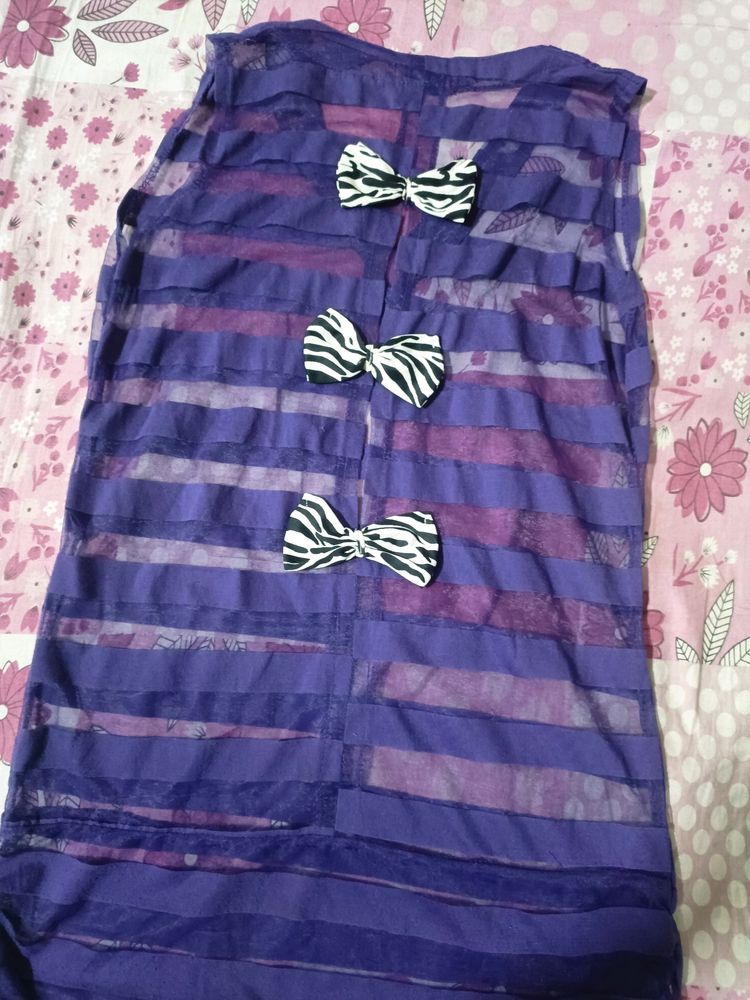See Through Top With Bow Design