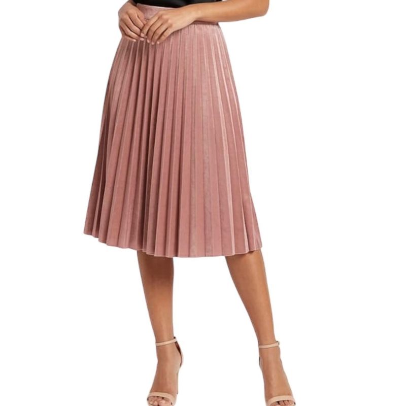 Elegant Pink Pleated Midi Skirt