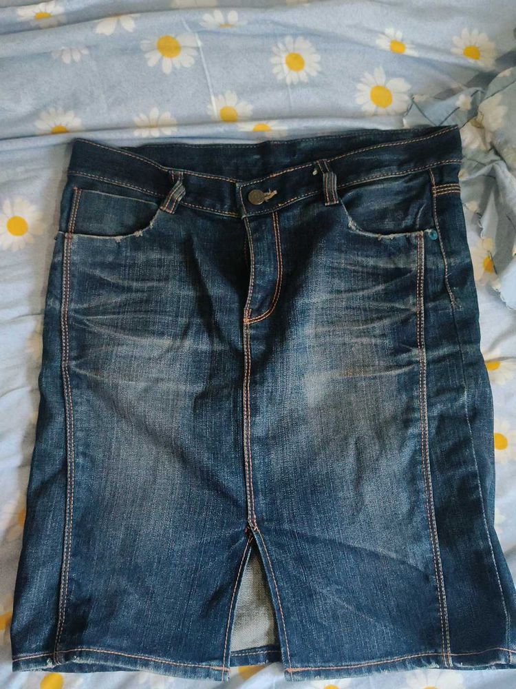 Classic Blue Denim Skirt