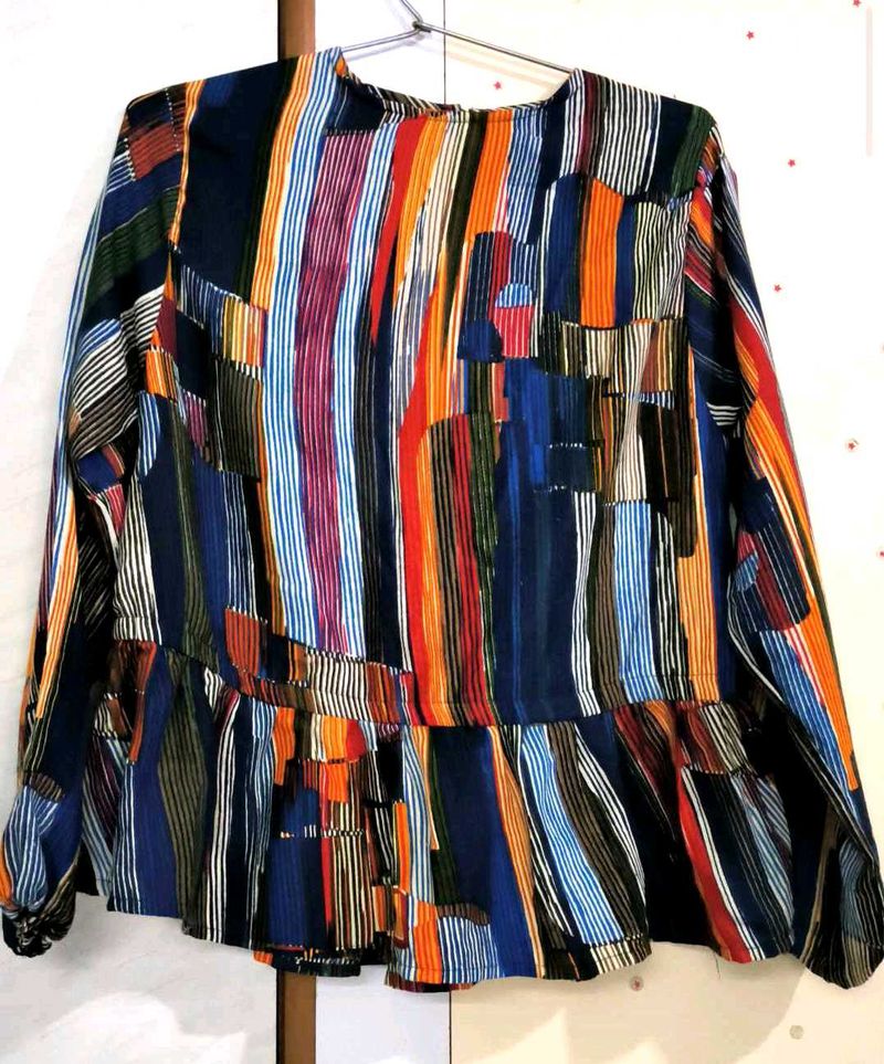 Colorful Striped Peplum Top 🎊