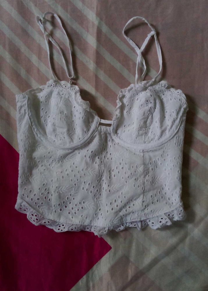 White Eyelet Corset Top