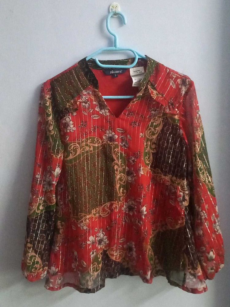 Boho Floral Print Sheer top