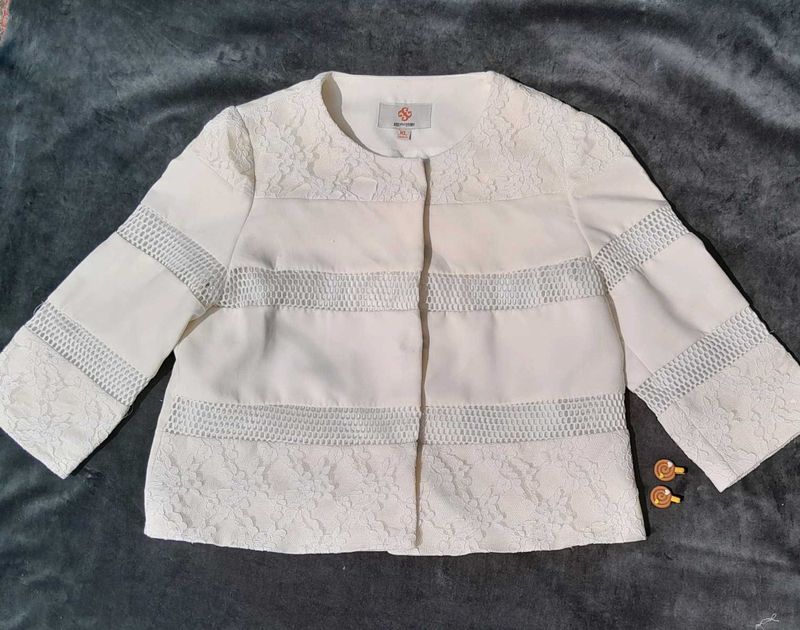 Elegant White Lace Jacket.