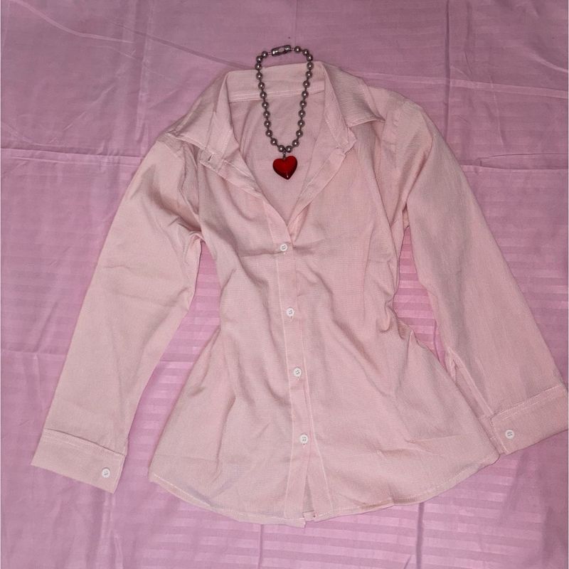 Fitted Pink Collared Shirt