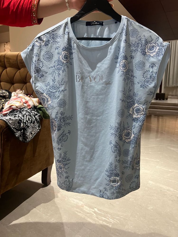 Light Blue Floral Print "Be You" T-Shirt