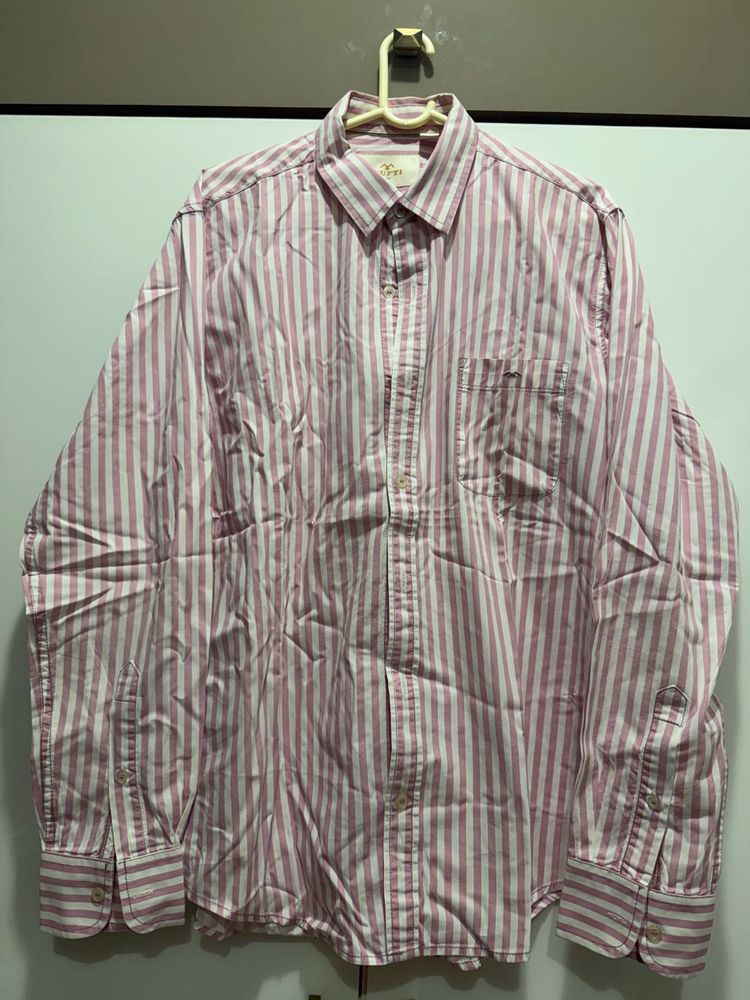 Classic Pink Striped Button-Up Shirt