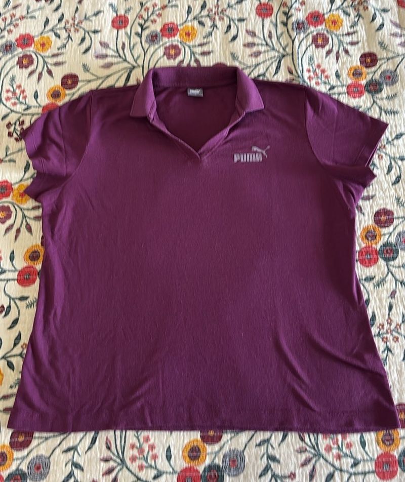 Women Puma Burgundy Polo Shirt
