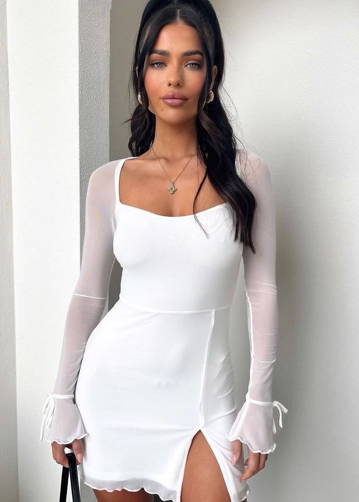 Sheer Sleeve slit Mini Dress XS, worn only once