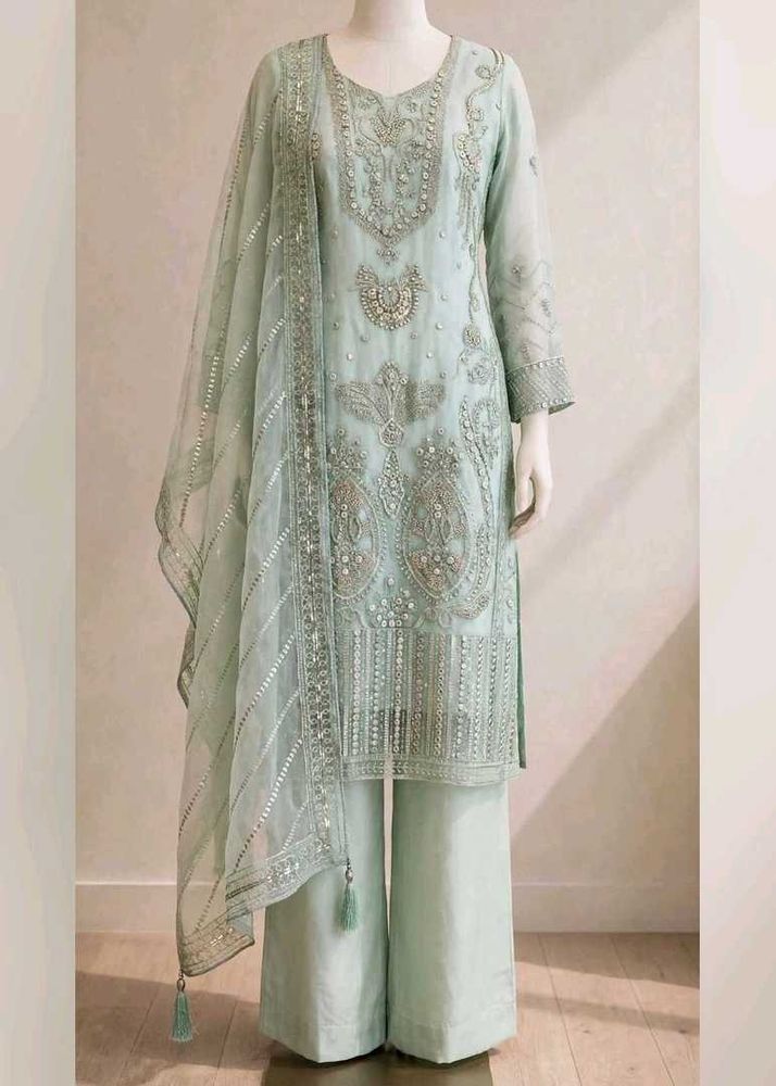 Elegant Mint Embroidered Kurta Set
