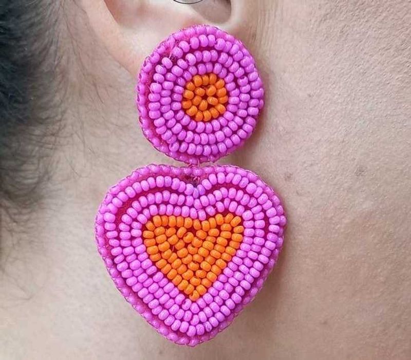 Beaded Heart Earrings💜