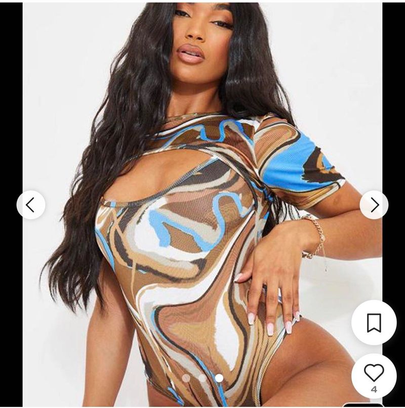 Abstract cutout body suit top