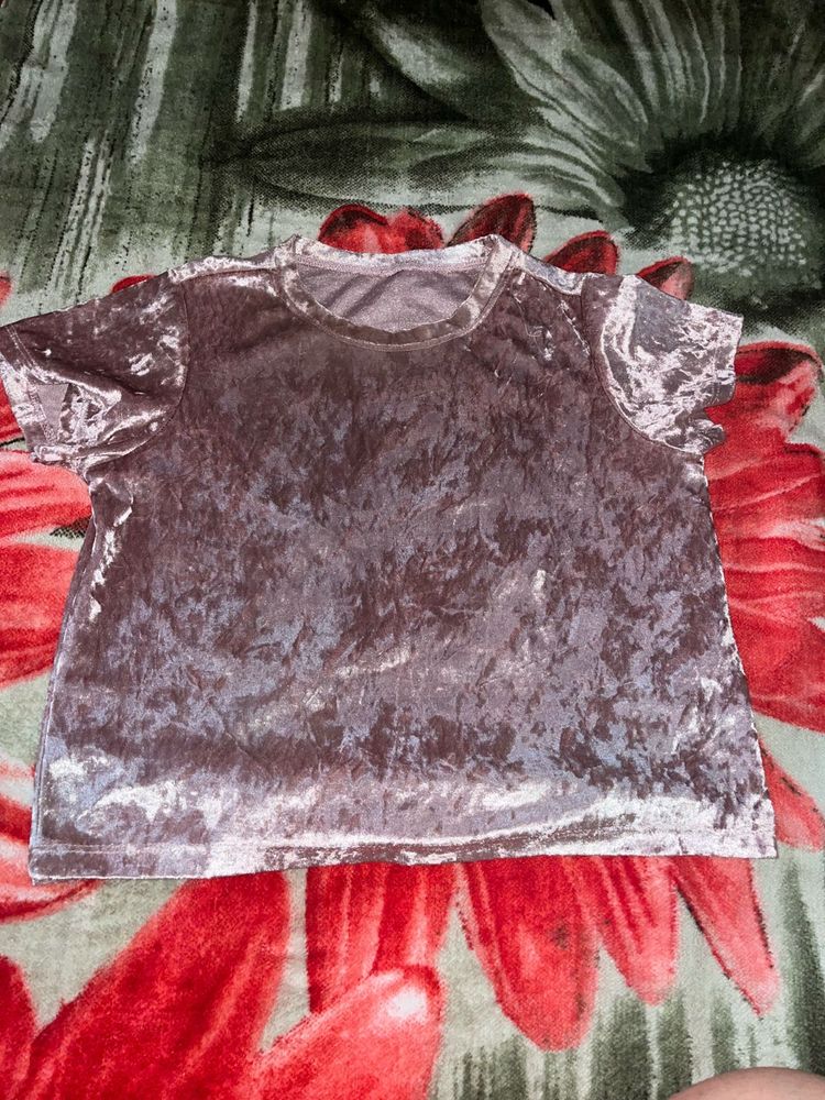 rose gold velvet crop top