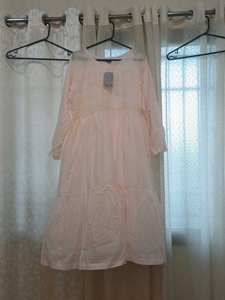 Light Pink Tiered Midi Dress
