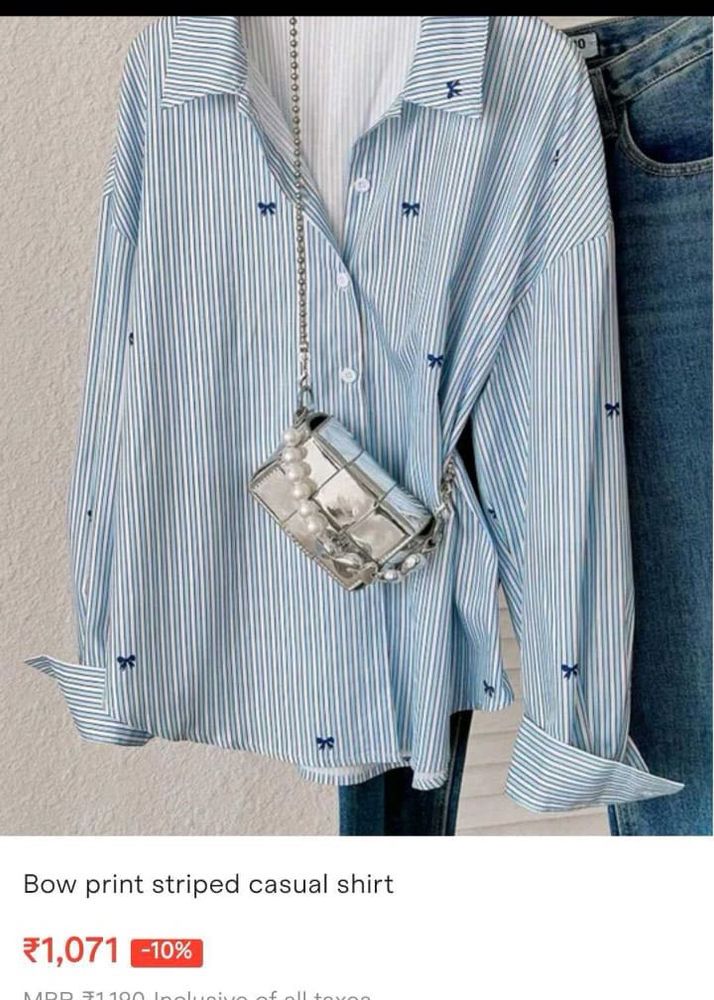 Striped Bow Print Casual Shirt
