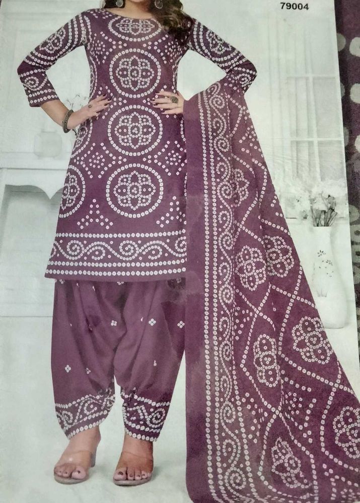 Purple Bandhani Print dupatta set