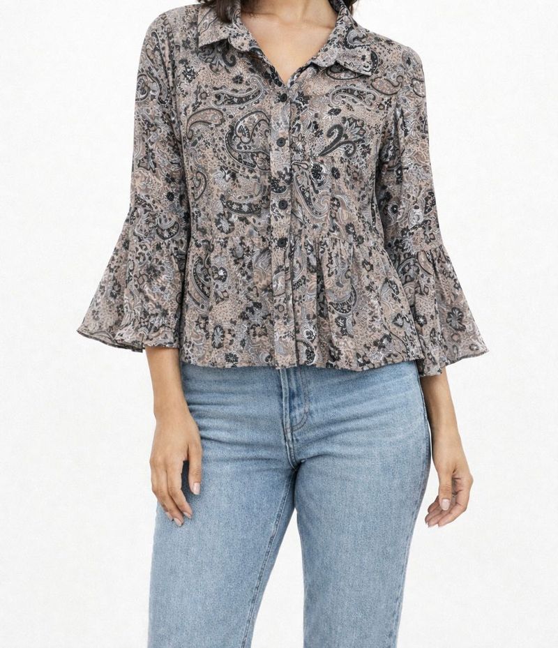 Paisley Print Bell Sleeve Top