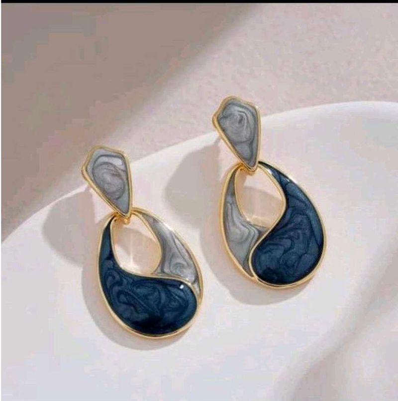 Blue &amp; Grey Dangle Earrings