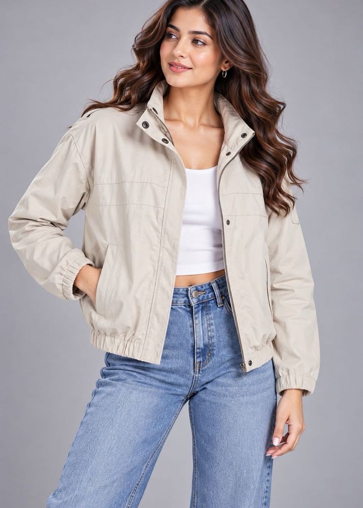 NINE WEST Cream Bomber Jacket