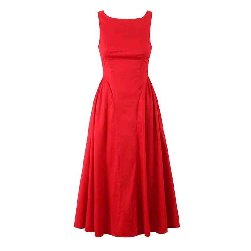 Vibrant Red🆕🎁 Sleeveless A-Line Midi Dress