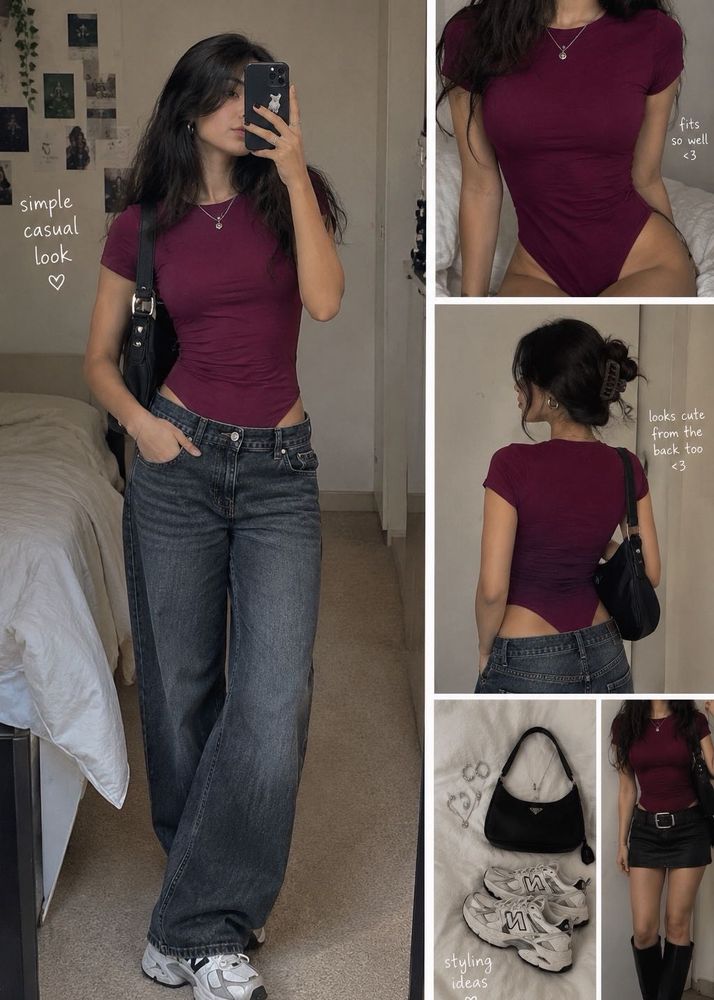 Burgundy Short Sleeve Bodysuit