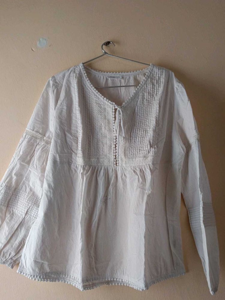 White Embroidered kurti
