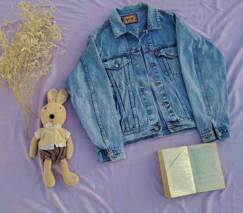 Pinteresty Oversized Unisex Vintage Denim Jacket