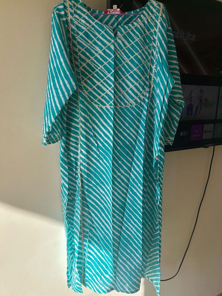 Striped Turquoise Kurta