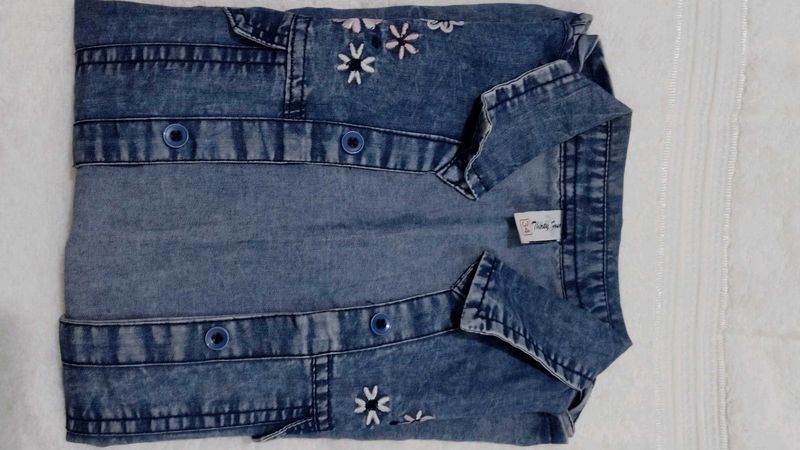 Embroidered Denim Shirt for girls