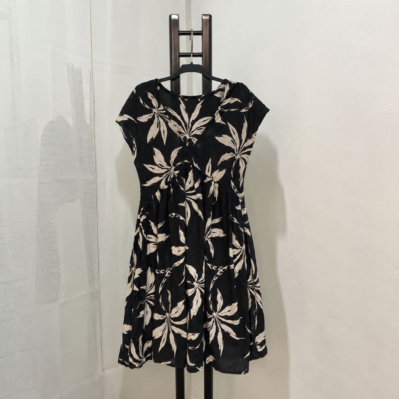 Black Floral Print Short Dress