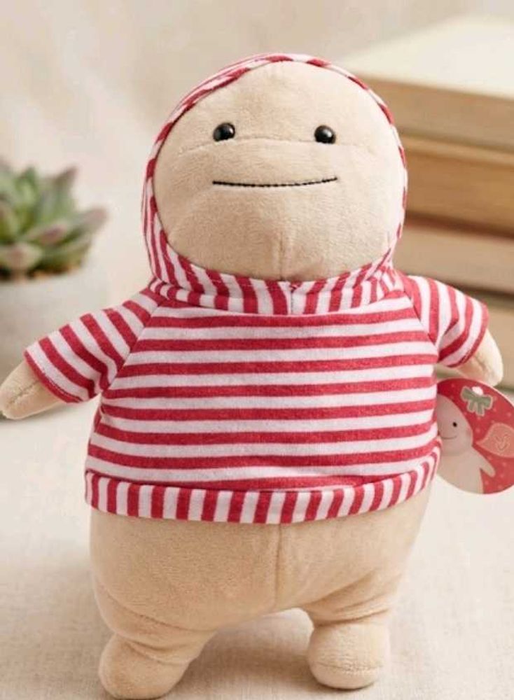 Cute Plush Toy with Striped Hoodie