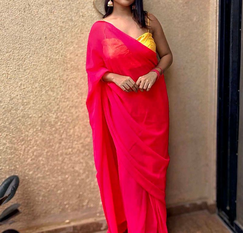 Vibrant Pink Georgette Saree