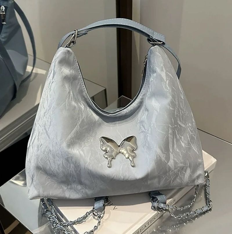 Chic Light Blue Butterfly Handbag