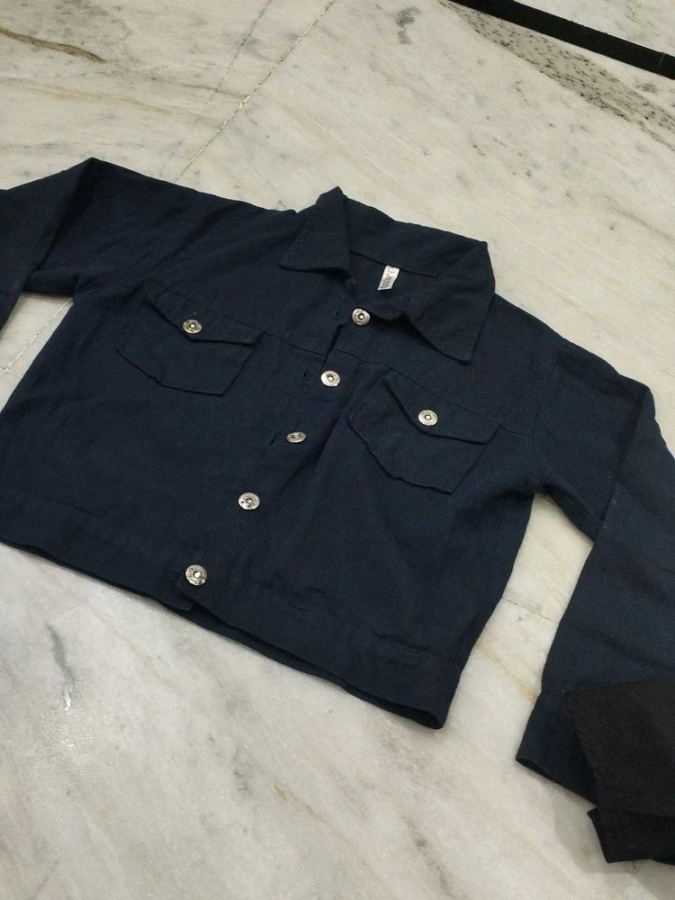 Cute Navy Cropped Jacket