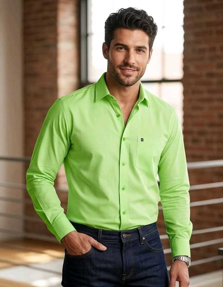Men's Lime Green Button-Up Shirt
