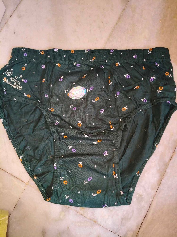 Green Floral Print Briefs