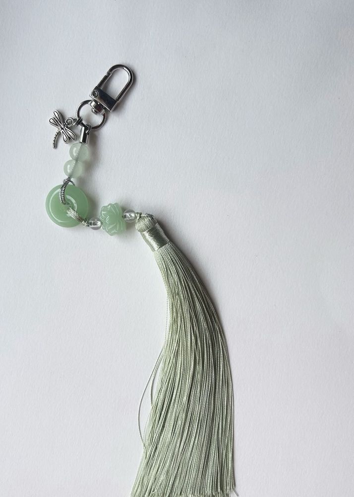 Jade Dragonly Keychain with Tassel