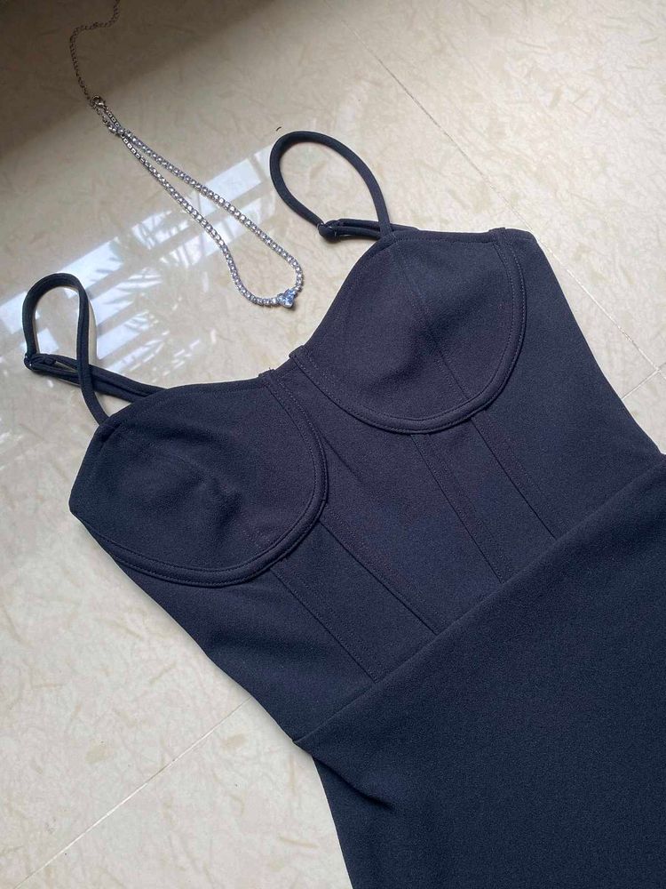 h&amp;m Chic Black Corset Mini Dress