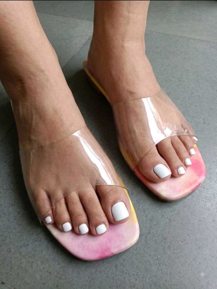 Clear Strap Square Toe Sandals