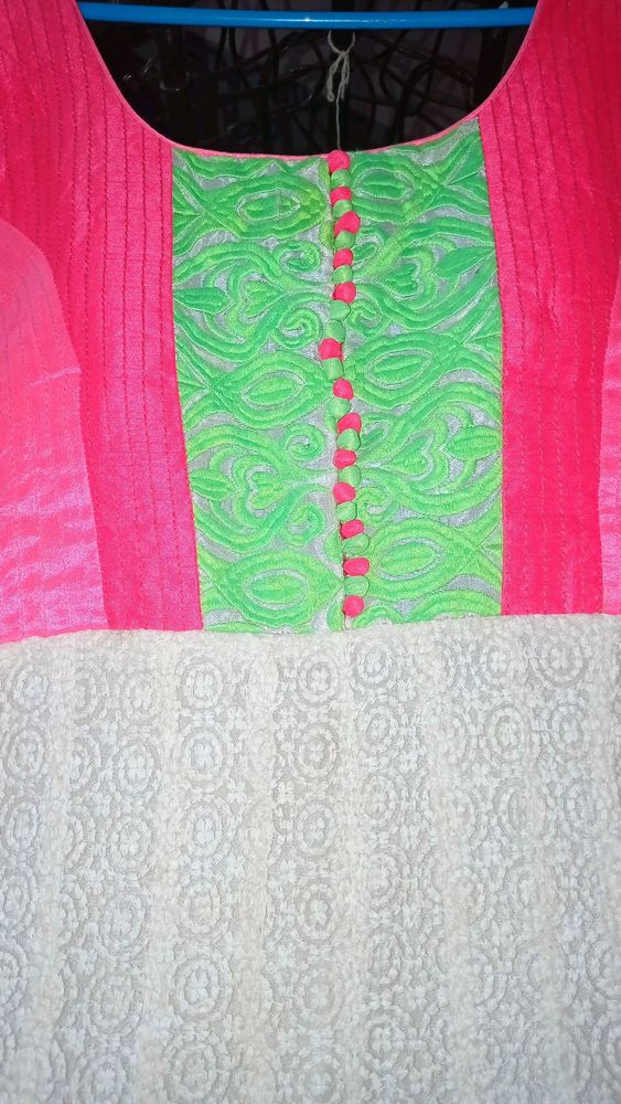 New colourful Anarkali with dupatta worn for just 2 to 3 hours