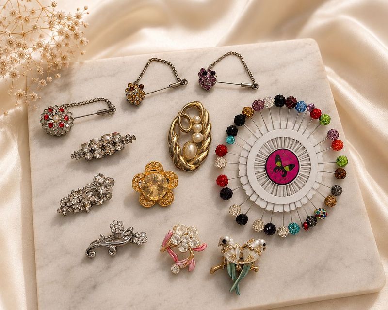 Assorted Decorative Brooches &amp; Pin Set