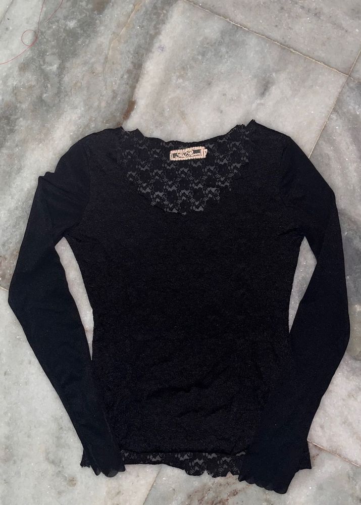 vintage Elegant Black Lace Top