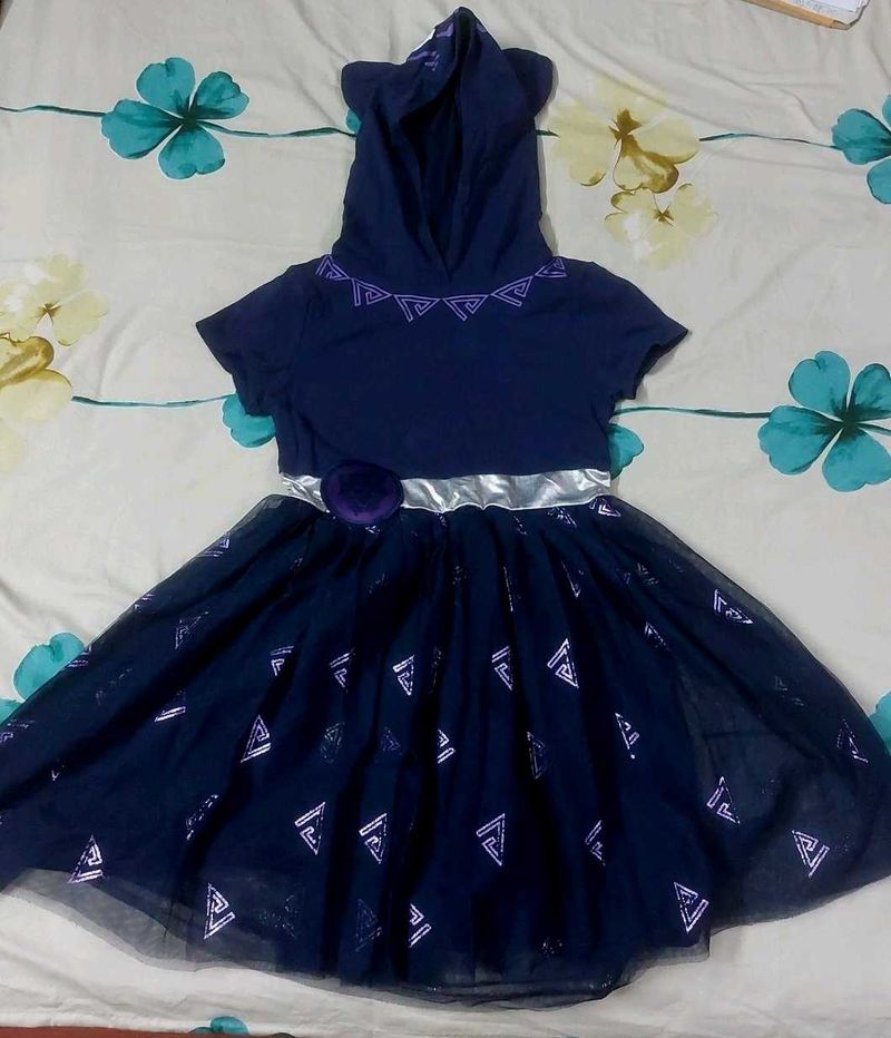 Navy Hooded Dress with Sparkly Skirt