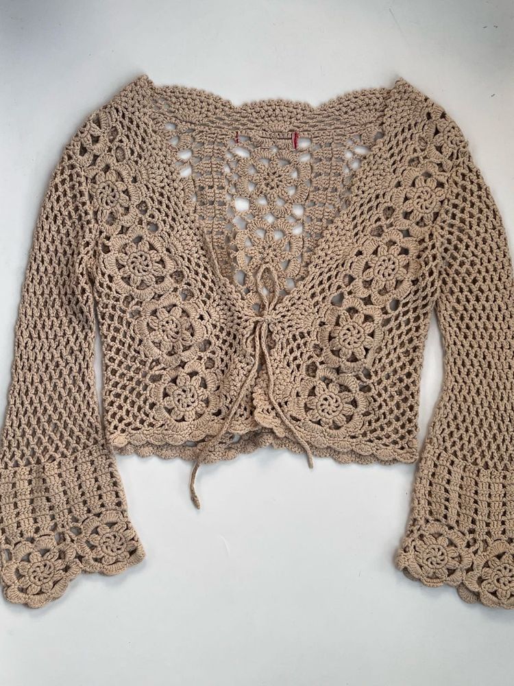 Crochet Bell Sleeve Crop Top