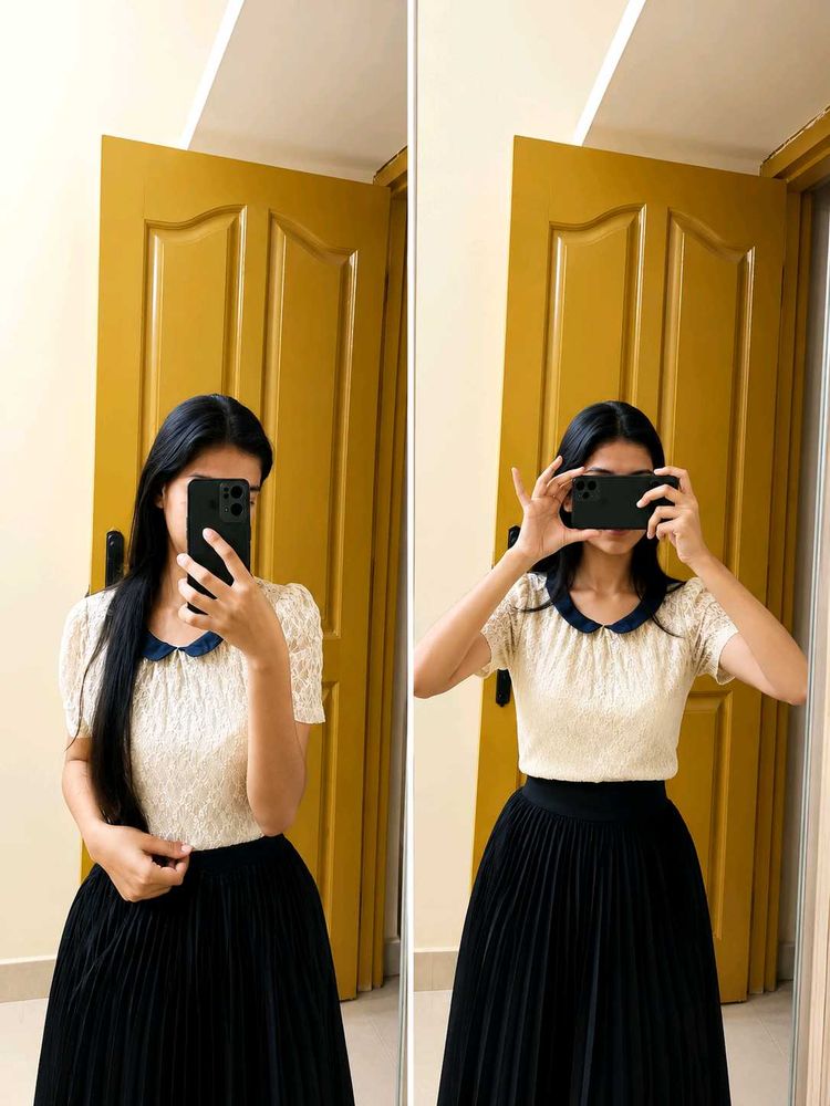 Chic Lace Top with Peter Pan Collar