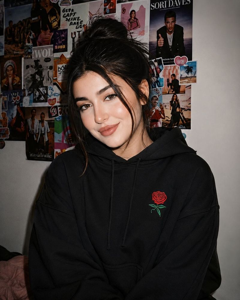 Black Oversized Rose Embroidered Hoodie